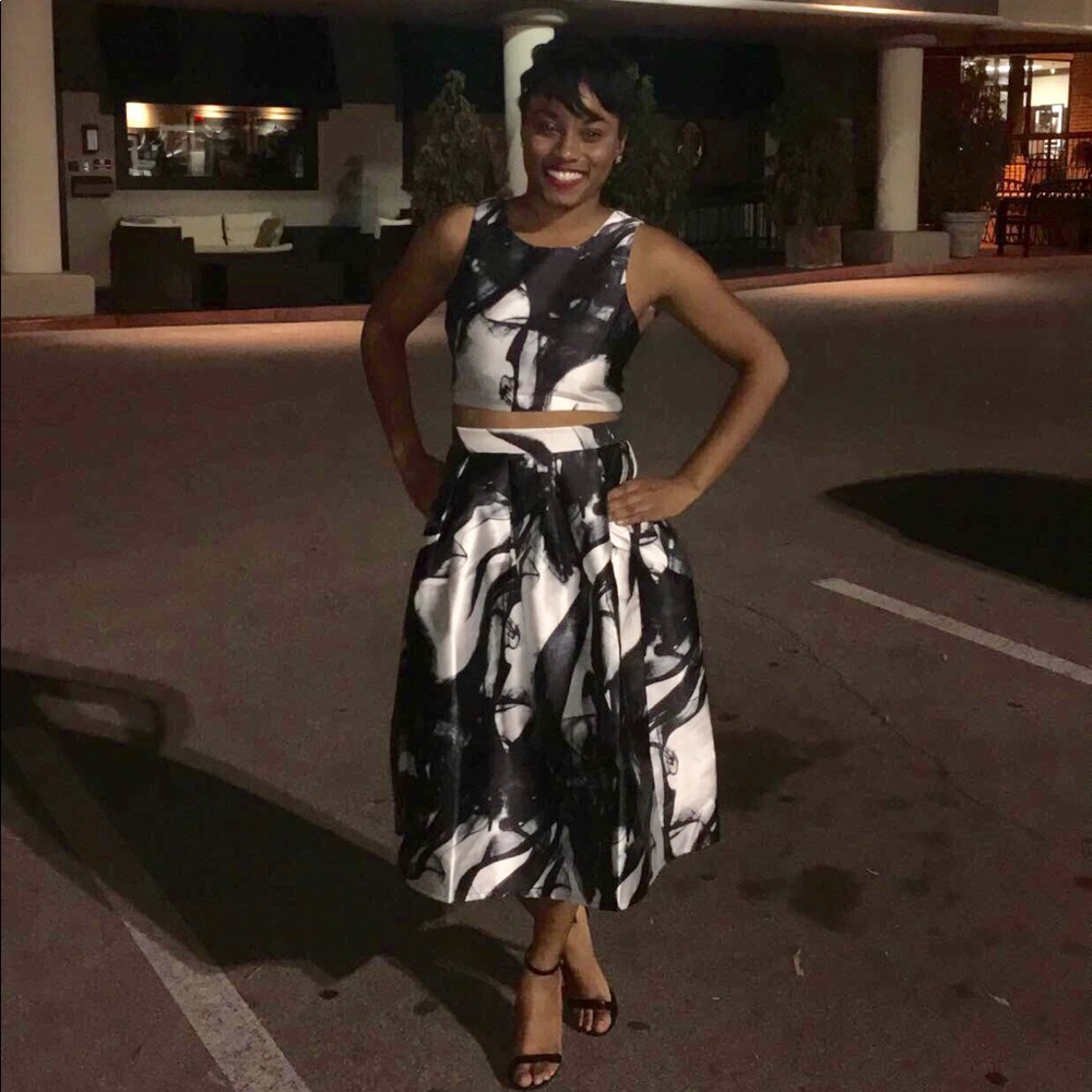 Multi-Colored Two Piece Dress, Black and White